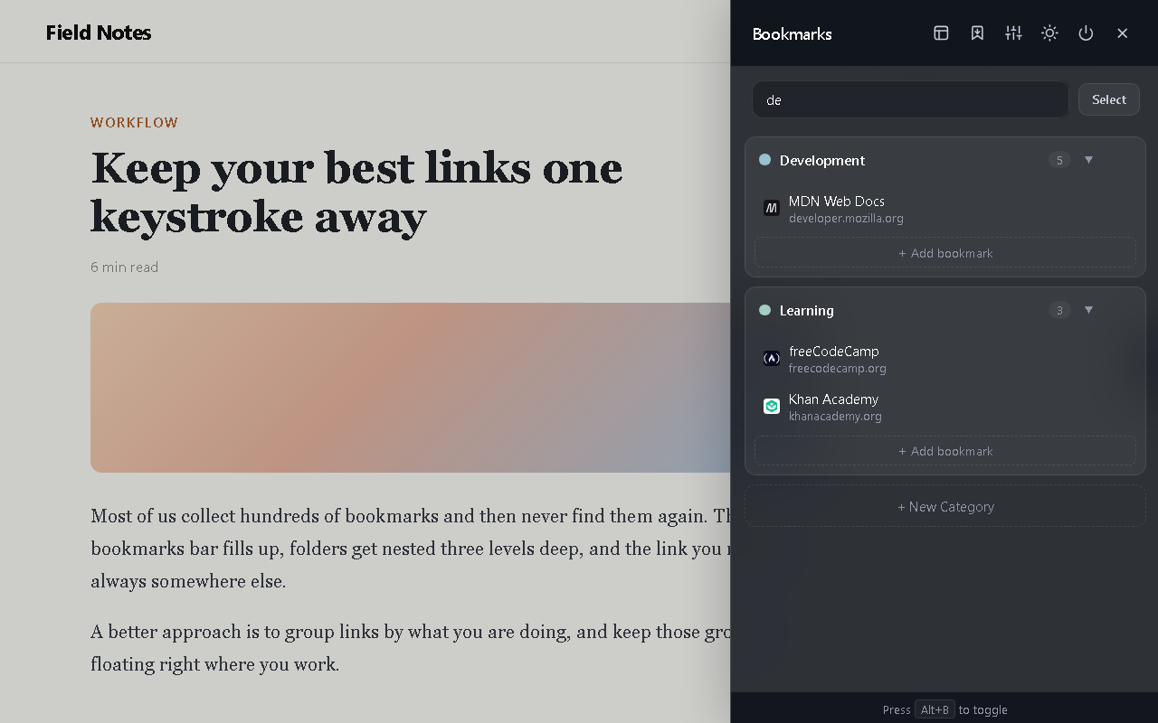 Sidebar search